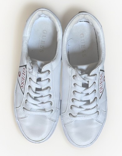 GUESS White Sneakers Women’s Size 6 White Quilted Leather Lace-Up Sneakers - Picture 6 of 13