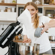 2 PCS Set Flour Funnel for Kitchen Aid Mixer with Kitchen Towel, Kitchen Aid Sif