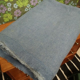 Old Vintage Blue Single Wool Blanket Holes Marks Crafts Fabric?