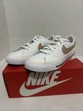 Nike Court Legacy Big Kids' Shoes (DA5380-126, White/Black/Hemp) 3.5Y