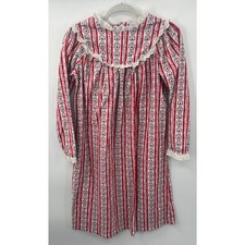 Lanz Of Salzburg Girls Nightgown Size L 10/12 Classic Red Heart Tyrolean Fleece