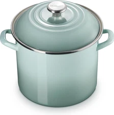 10Qt Enamel on Steel Stock Pot with Lid Stainless Steel Knob Sea Salt, Fast Ship