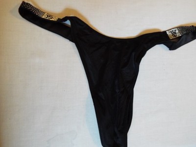 New with tag Victoria's Scattered Shine Strap Smooth Thong Panty Black Large