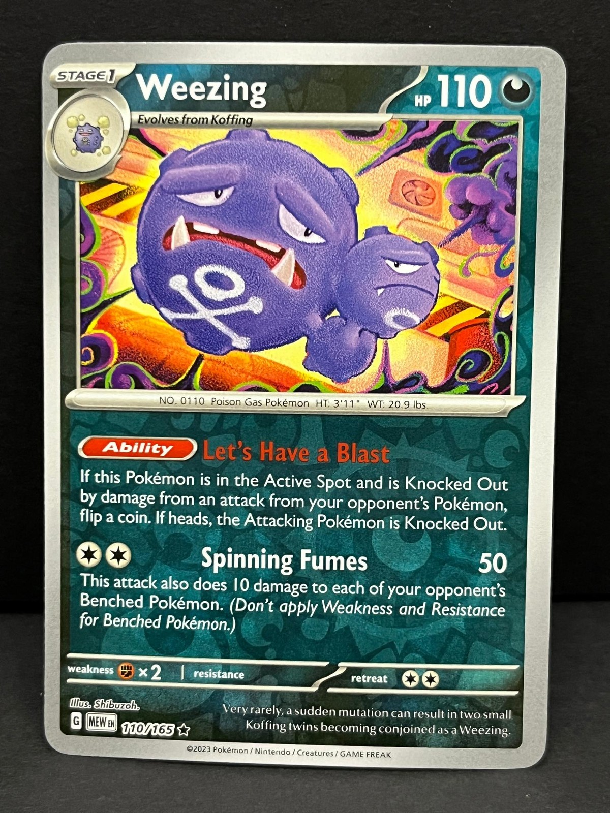 Weezing 110/165 Rare 151 Pokemon Reverse Holo Near Mint