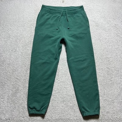 H&M Sweatpants Mens Large Green Blank Staple Jogger Heavyweight Distressed