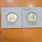 1963-D & 1964-D Washington Quarter Silver Uncirculated Denver Variety