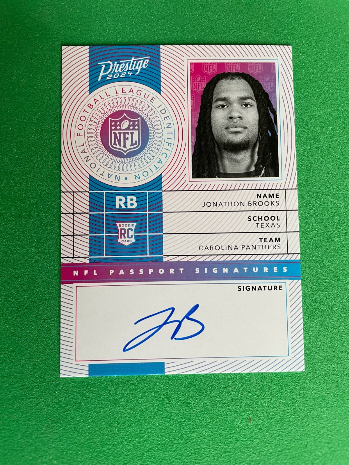 Jonathon Brooks Panini Prestige NFL Passport Signatures #NPSJBS Base