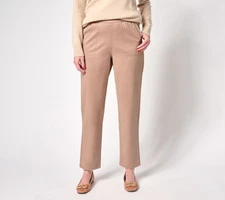 Denim & Co. Women's Pants Sz M Regular EasyWear Twill Straight Leg Brown A632190