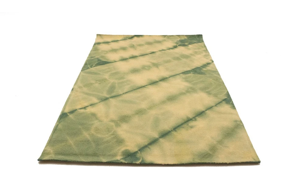 Alfombra moderna verde abstracta diseño tie-dye lana 5X8 acolchada a mano alfombra habitación niños Foto 2 de 4