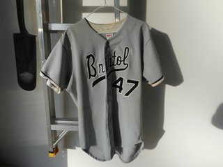 Game worn Bristol White Sox Road knit jersey #47 Wilson Size 48