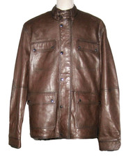 NWT Elie Tahari Men's BURNISHED Leather FIELD Jacket L PECAN Brown MSRP$518