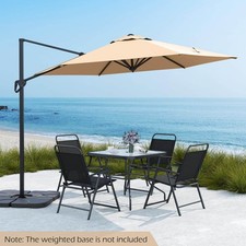 9' Patio Cantilever Umbrella w/ Sun-Protective Canopy, Top Air Vent Cross Base