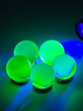 Pack of 5 14mm Yellow UV Marbles Neon Green Glow Under Blacklight Uranium
