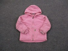 Carhartt Jacket Girls 4T Pink Canvas Sherpa Lined Hooded Outdoor Coat