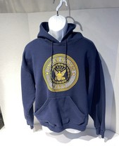 VTG 90s US Navy Hoodie Sz L 48 Chest Soffe 2 Sided Military Sweatshirt USA Made