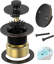 Oil Rubbed Bronze Bathtub Drain, Hair Catcher and 2-Hole Overflow Faceplate, 11.