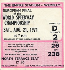 SPEEDWAY TICKET - World Championship 1971 Wembley Stadium