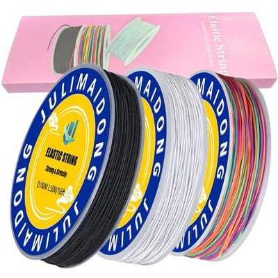 3 Rolls 1.0 mm 255 Feet Rainbow/White/Black Elastic Bracelet Stretchy String ...