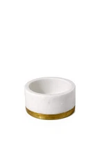 White Marble Bowl with Brass Ring, Multi-Purpose Decorative Bowl - Centerpiec...