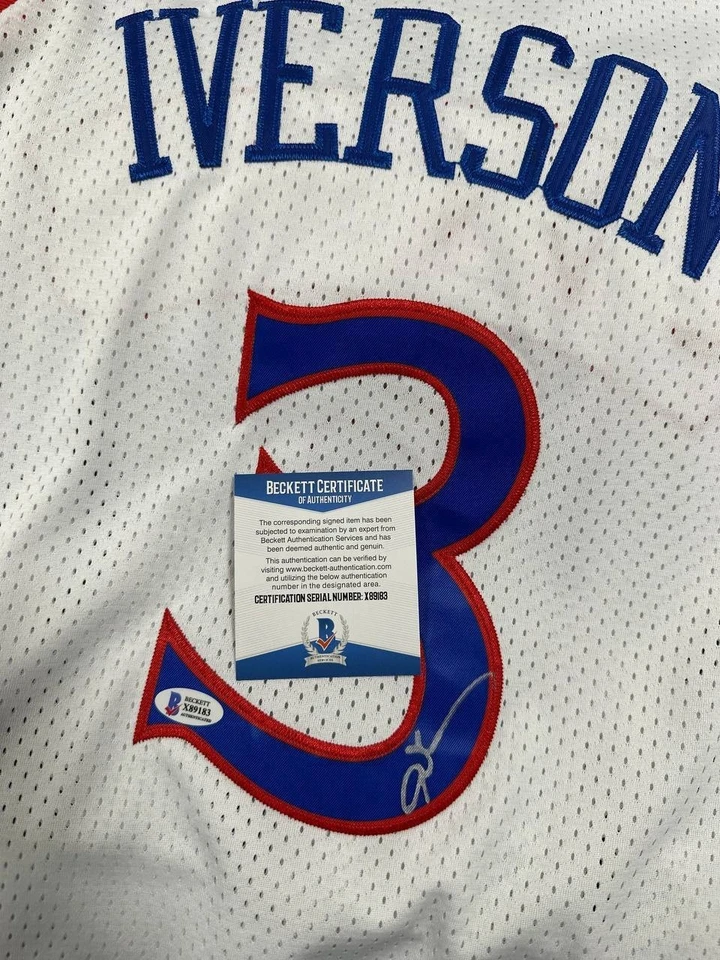 Allen Iverson Philadelphia 76ers Hand Signed Autographed White Jersey BECKETT - Image 2 of 4