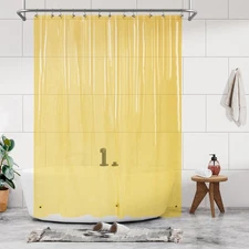 Shower Curtain Liner Clear Yellow PEVA Waterproof 3 Magnets Metal Grommets Bath