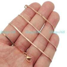 Real 18K Rose Gold Filled 22 inch 2mm Thin Italian Herringbone Chain Necklace