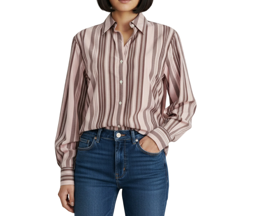 Audrey Talbott Blouse Striped Button Down Stretch… - image 1