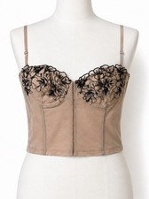 White Fox Corset Top Womens XS Nude Lace Bustier Sheer Mesh Y2K Going Out