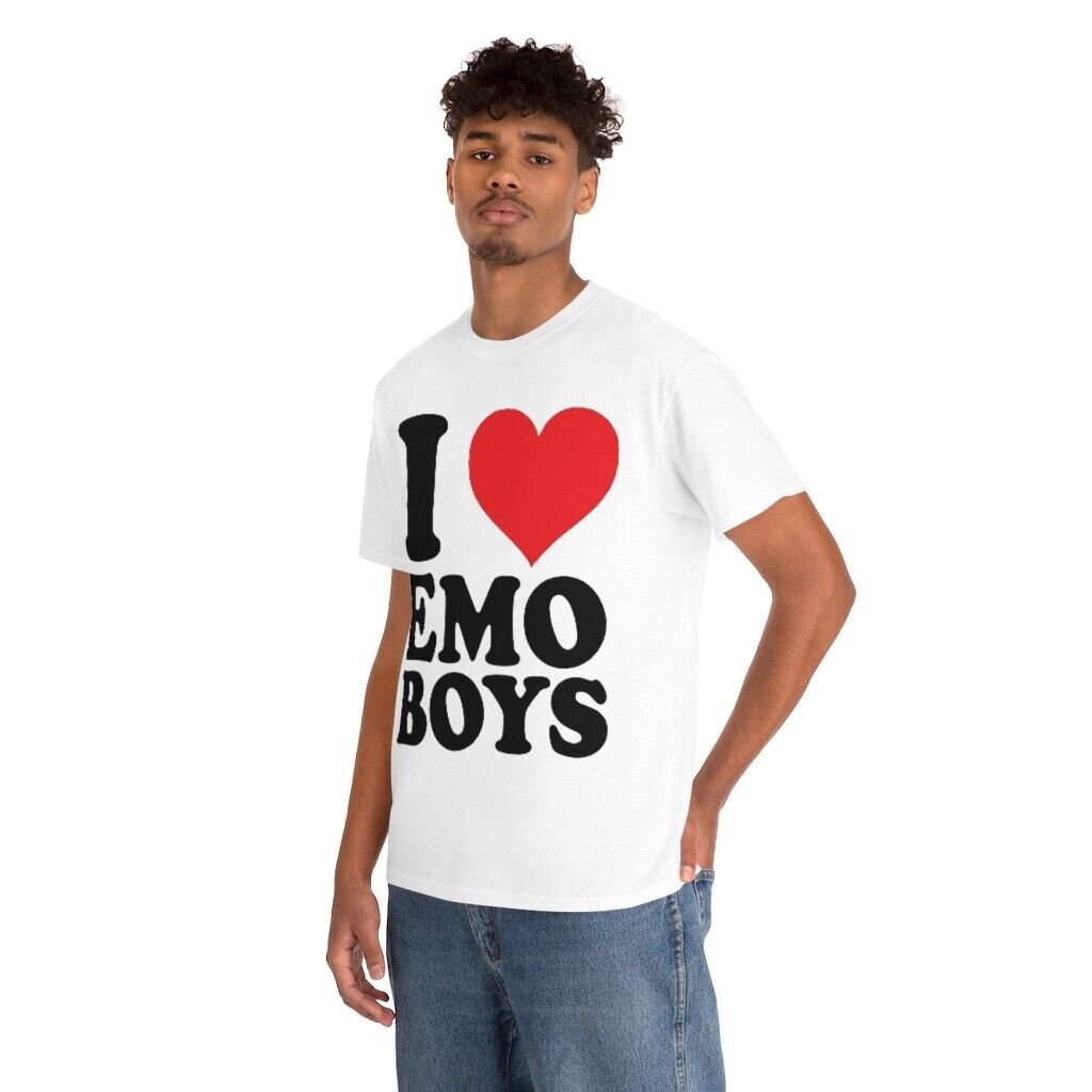 I Love Emo Boys T-Shirt , I Heart Emo Boys Shirt All Sizes Emo Boys Lovers  Tee