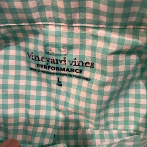 Vineyard Vines PERFORMANCE Gingham Whale Shirt Youth Boy's Large (16) Stretch - Picture 4 of 11
