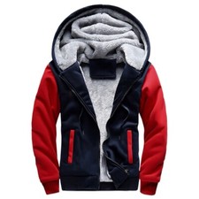 Navy & Red Winter Thik Warm Fleece Hoodie