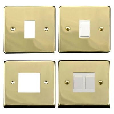 ElekTek Brass Light Switch Metal Cover Finger Plate No Wiring Single Double