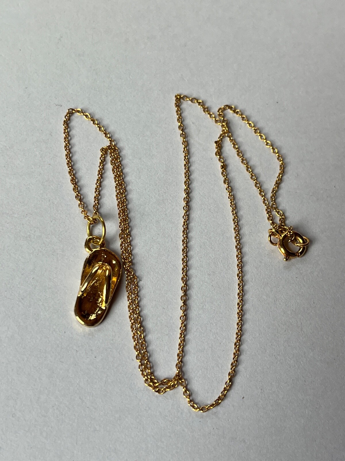 Goldtone Chain w Gold-Dipped Small Flip-Flop Pendant Necklace - chain is 17 inch