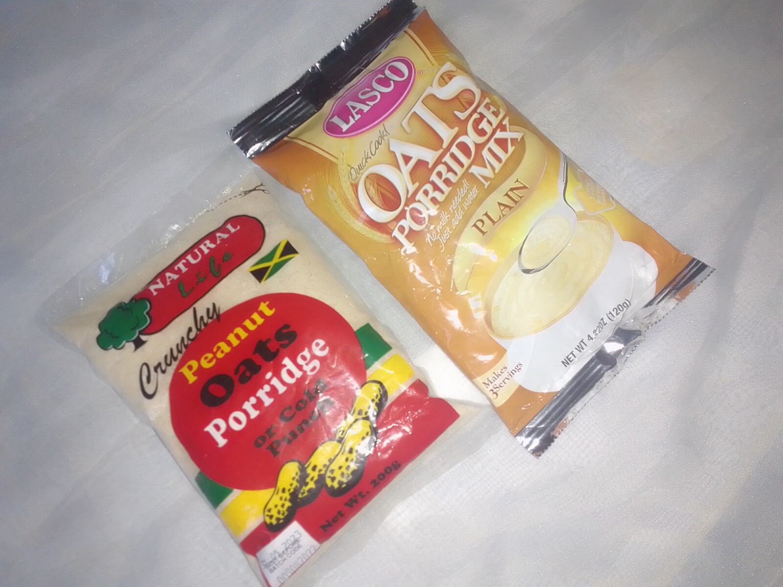 2 porridge mix, Lasco oats porridge (120g) and peanut oats porridge mix