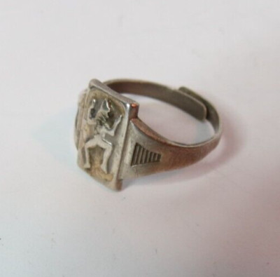 VINTAGE 1940'S BROWNIE GIRL SCOUT RING ADJUSTABLE 925 STERLING SILVER