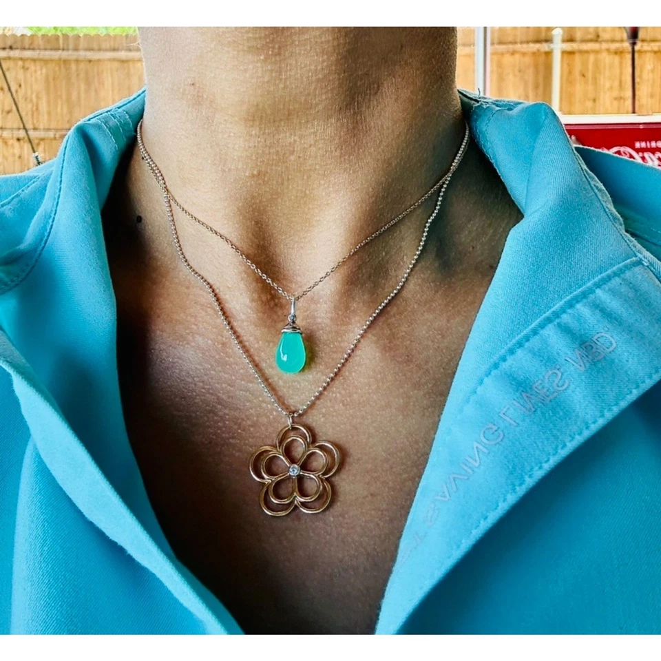 蒂芙尼开放式花卉钻石18k玫瑰金吊坠 — 第 4/4 张图片