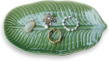 Jewelry Dish Trinket Tray for Women, Ring Dish Holder, Unique Leaf Shape Ceramic