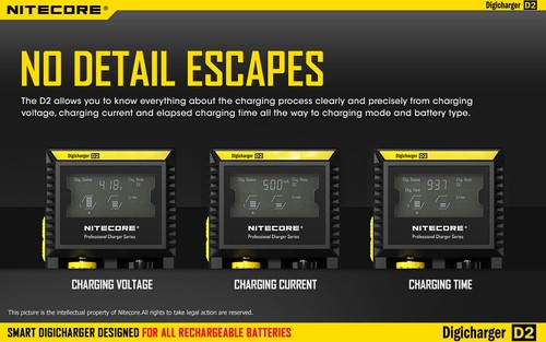 Nitecore D2 Intelligent Standard Battery Charger Lithium AA /AAA/18670 Home &Car - Picture 7 of 17