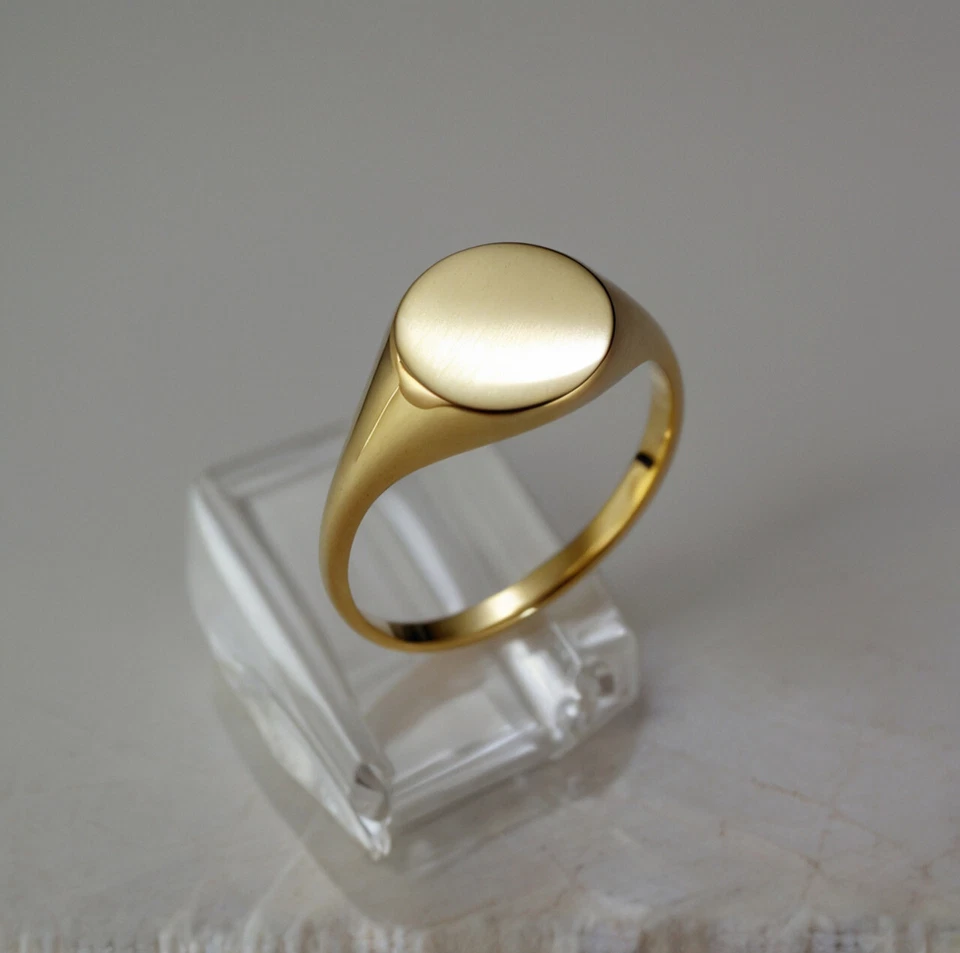 Anillo Pinky Oro Pulido Redondo Sello Foto 3 de 4