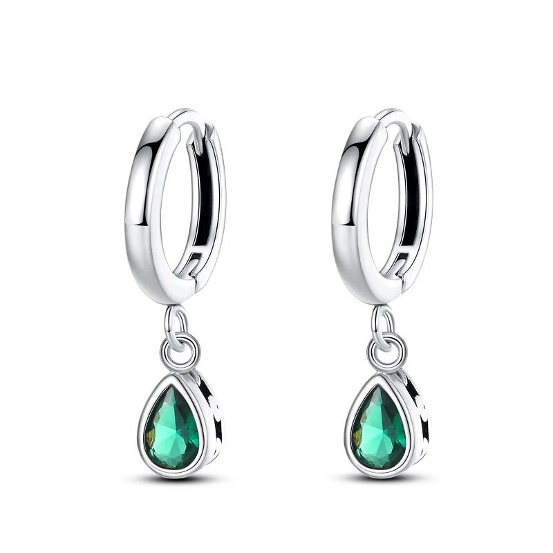Crystal Waterdrop Minimalist 925 Sterling Silver Hoop Earrings