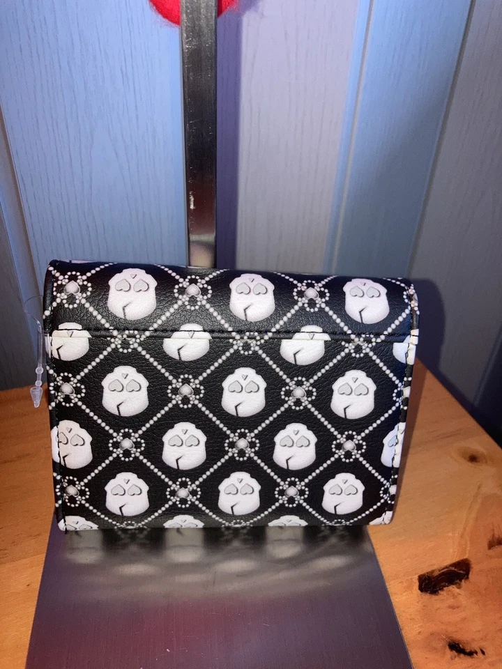 Cartera Betsey Johnson Negra Imitación Cuero Blanco Estampado Calavera Nueva con Etiquetas Foto 2 de 4