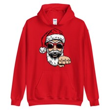 Santa Claus with Sunglasses Hoodies Christmas Holiday Sweatshirts Cool Santa 5XL