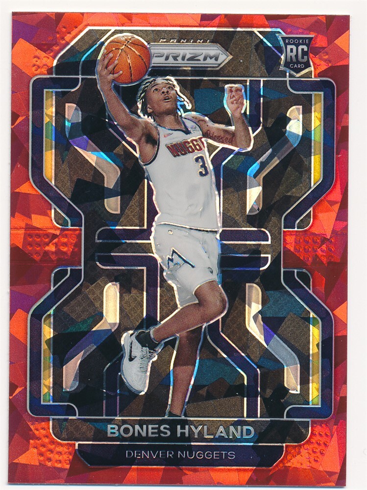 BONES HYLAND 2021-22 PANINI PRIZM RED CRACKED ICE #302 RC ROOKIE NUGGETS MINT
