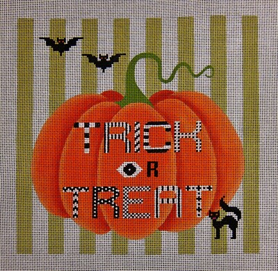 Needlepoint HandPainted JP Needlepoint Halloween Trick or Treat Pumpkin 10x10