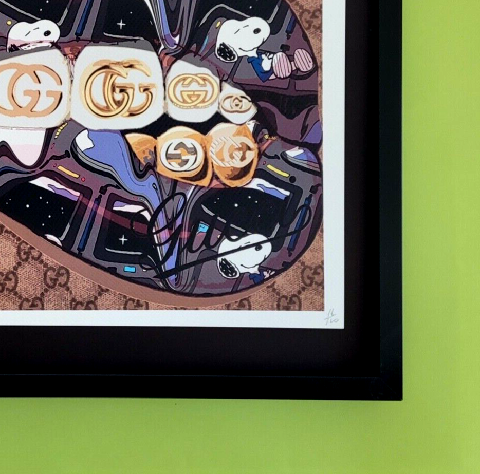DEATH NYC, Hand Signed LARGE Print Framed 16x20in COA SNOOPY GUCCI