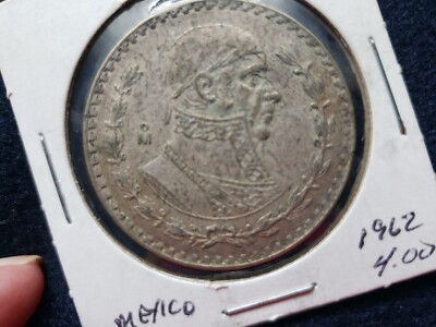 1962 Mexico  Un 1 Peso Silver Coin EF