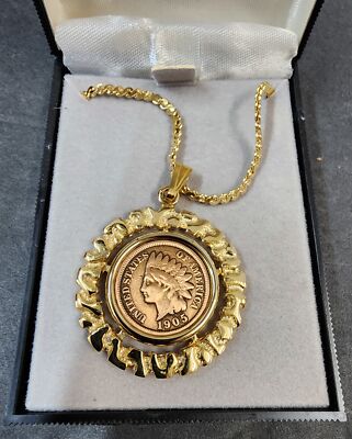 JoAnne Jewels 1905 United States of America Indian Head Coin Pendant  Necklace