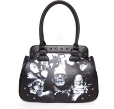 Rock Rebel Universal Monsters Collage Black And White Magnetic Closure Handbag