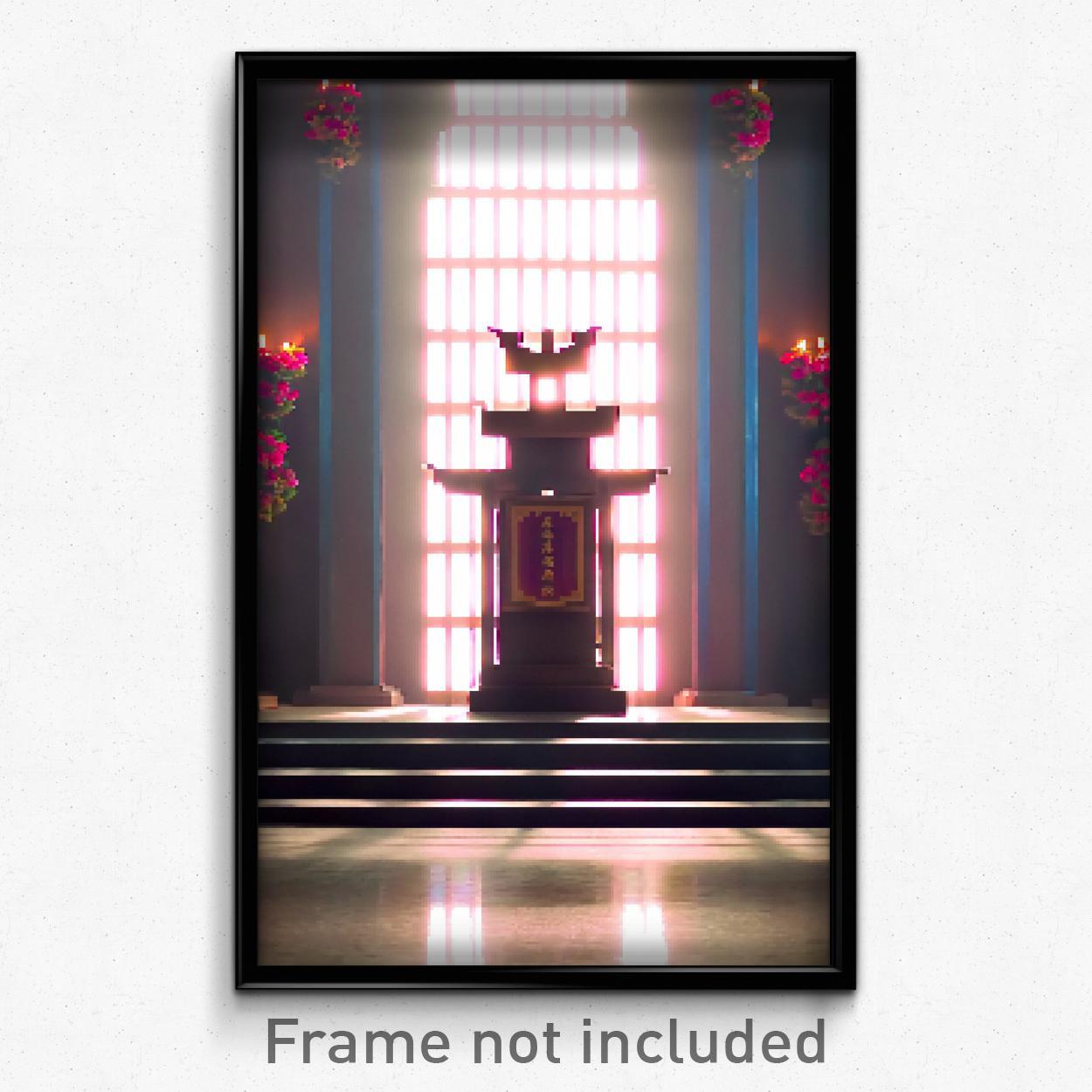 Pixel Art Poster - Perfect Shrine (8 Bit Psychedelic Trippy Video Game Print)