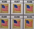 Flag on Tan $.41 Denominated Definitives Complete MNH Set 6 Scott's 4186 to 4191